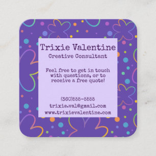 Mémorable Cartes de visite violets avec fleurs