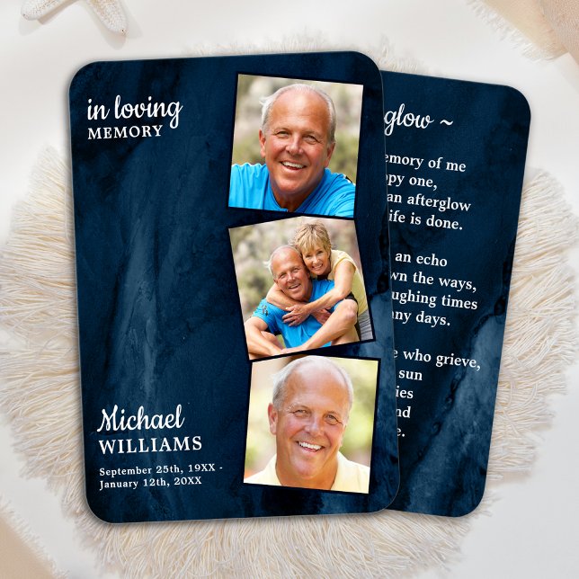 Mémorial 3 Photo Funéraire Carte de prière Marbre  (Créateur téléchargé)