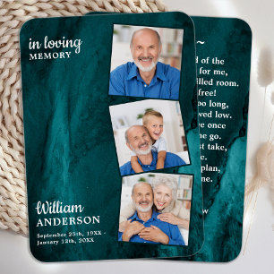 Mémorial 3 Photo Funéraire Carte de prière Marbre