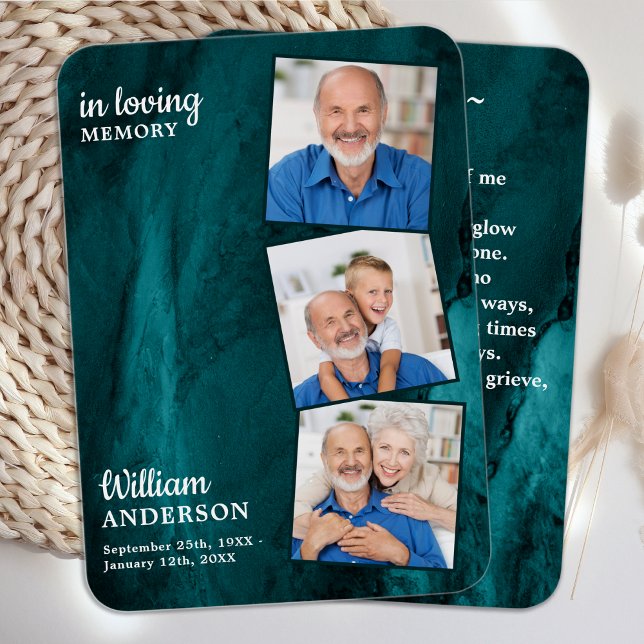 Mémorial 3 Photo Funéraire Carte de prière Marbre  (Créateur téléchargé)