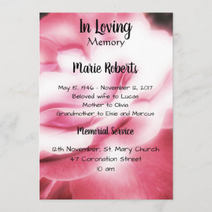 Mémorial à la rose rose / Faire-part