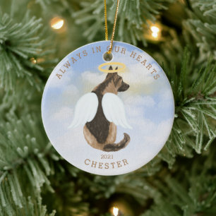 mémorial ange chiens ailes photo ornement céramiqu