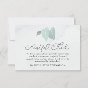 Mémorial aquarelle Coeur Feuille Merci coeur