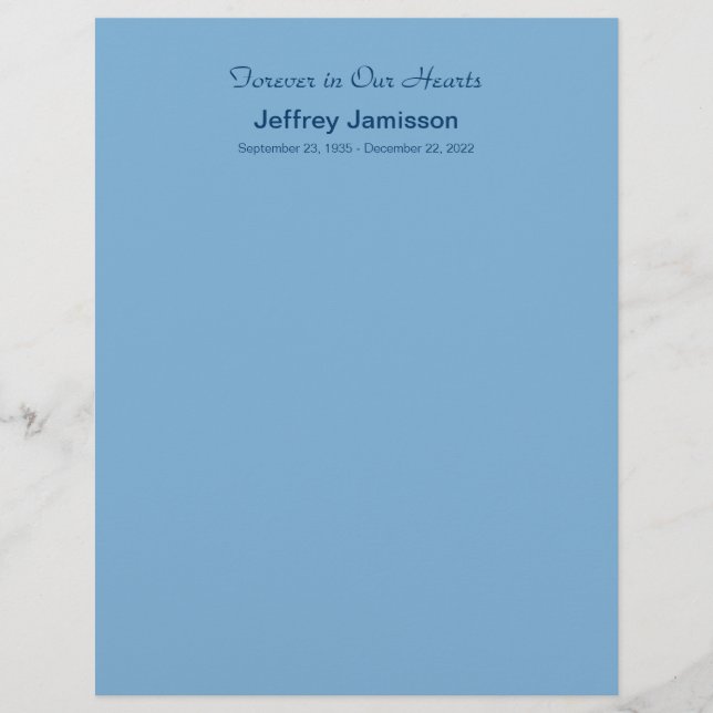 Memorial Book Filler Pages, Light Blue (Devant)