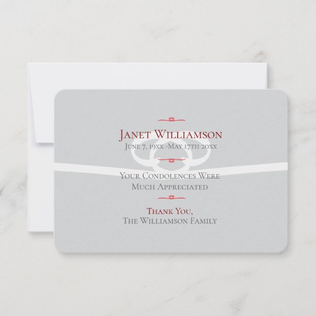 Mémorial, carte de remerciement plate (Devant)