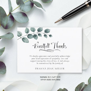 Mémorial coeur Merci aquarelle Feuilles verts