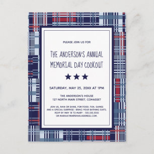 Memorial Day Event Patriotic Invitation Carte post