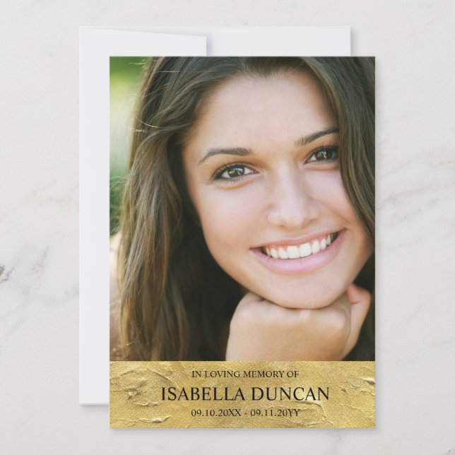 Mémorial funéraire | Or | Photo en souvenir affect (Devant)