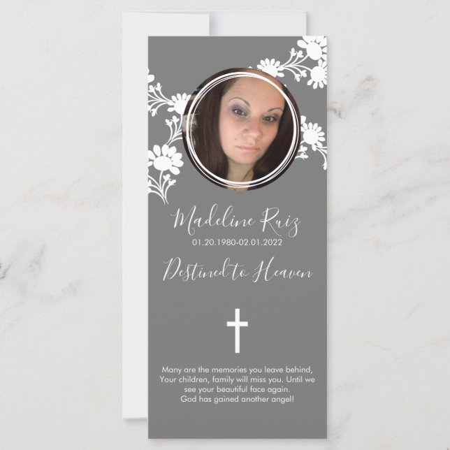 Memorial Funeral Cross Photo Floral Motif (Devant)