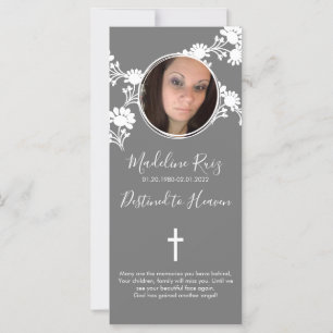 Memorial Funeral Cross Photo Floral Motif