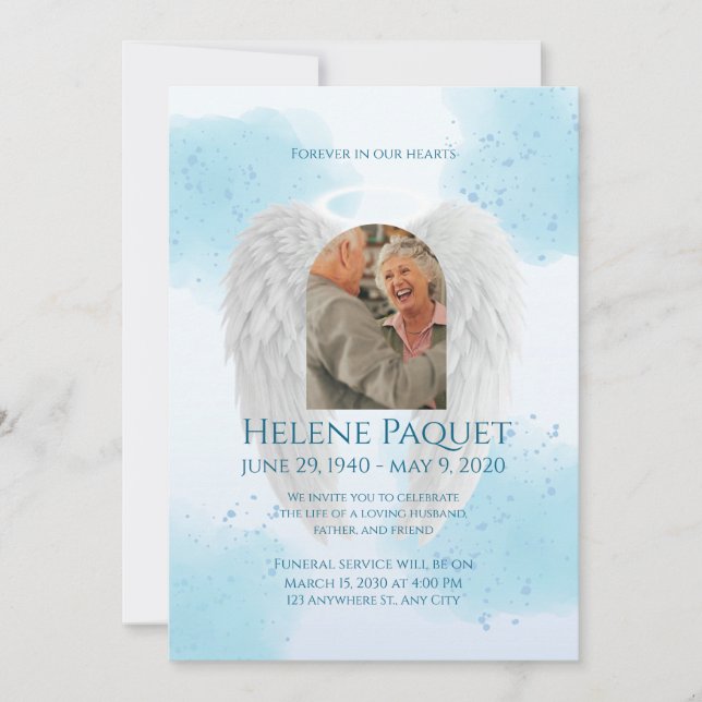 Memorial Invitation Template – Angel Design (Devant)