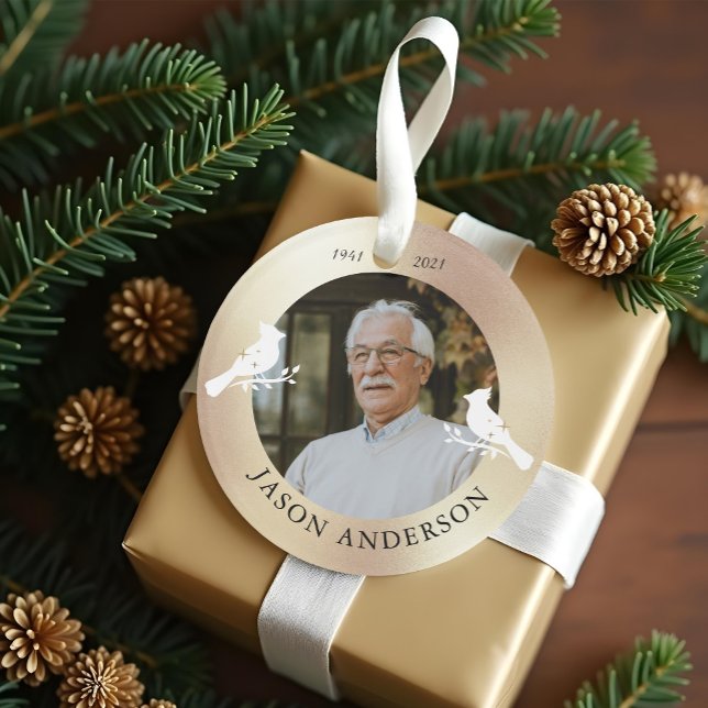 Memorial Keepsaké Cardinal Bird Faux Gold Photo (Memorial Keepsake Cardinal Bird Faux Gold Photo Ornament)