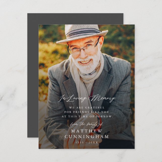 Memorial Modern Simple dans Carte photo de mémoire (Devant / Derrière)