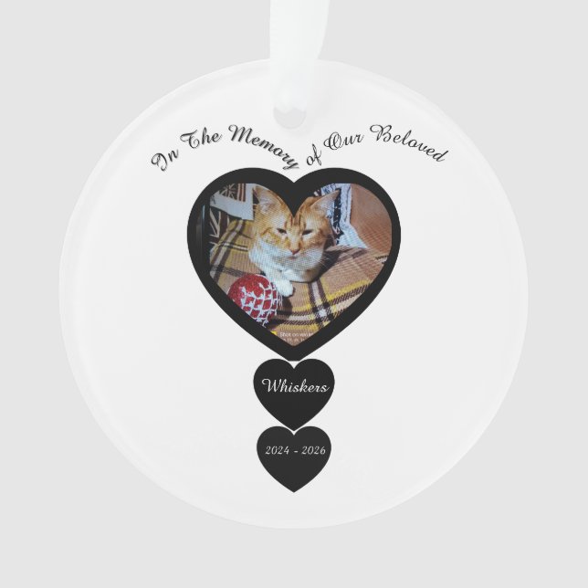 Memorial Photo Cat, Name, Hearts, replaceable,  (devant)