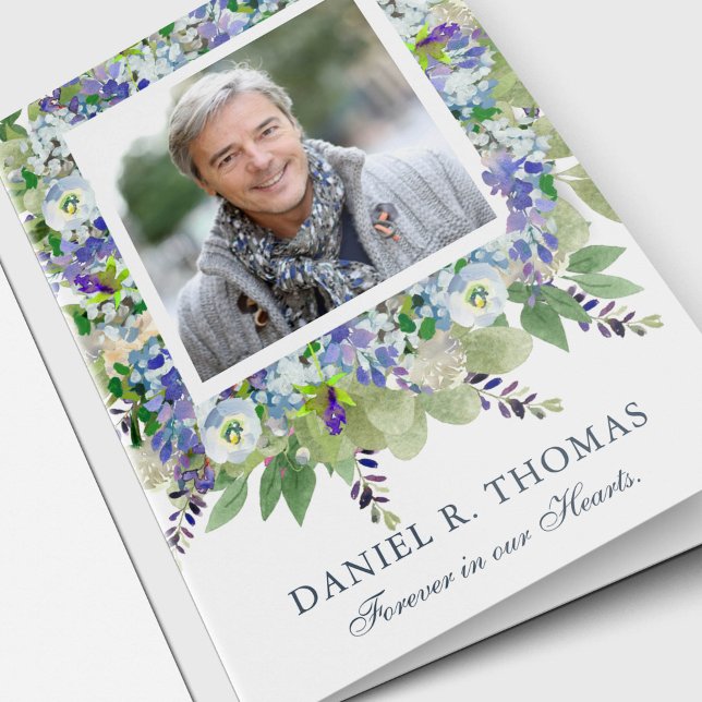 Memorial Photo Sympathy Funeral Thank you Cartes (Forever in our Hearts Watercolor Floral Sympathy Memorial Funeral Thank You Card)