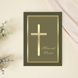 Memorial Service Gold Cross Invitation