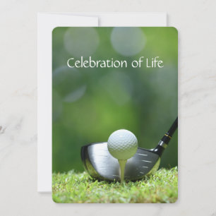 Memorial Service Invitation Golfers Golf Cart