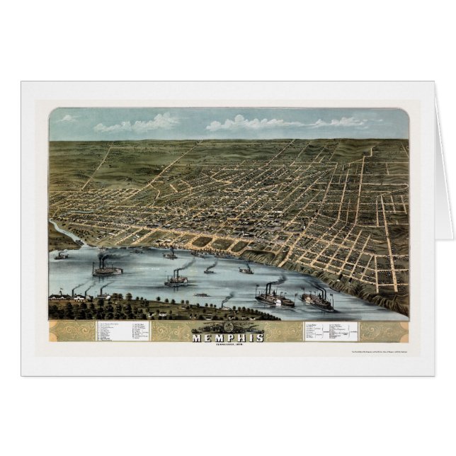 Memphis, carte panoramique de TN - 1870 (Devant horizontal)