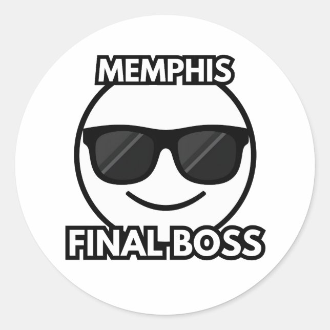 Memphis Dernier Boss Cool Emoji Autocollant (Devant)