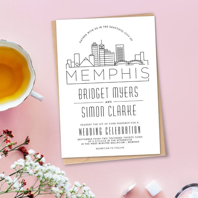 Memphis Mariage | Invitation Skyline stylisée (Créateur téléchargé)