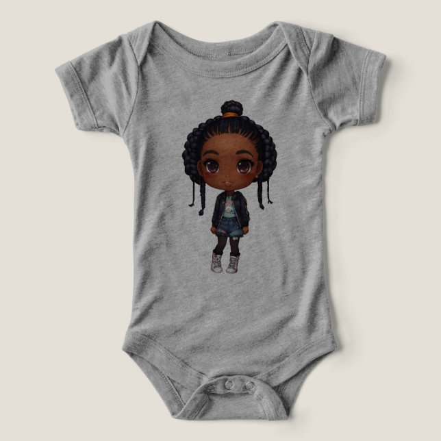 Menina preta dos desenhos animados que veste calça (Design Recto)