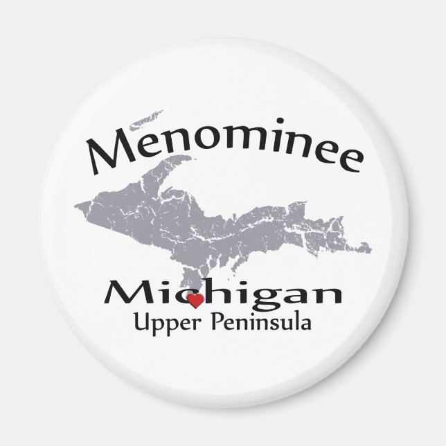 Menominee Michigan Heart Map Design Magnet (Devant)