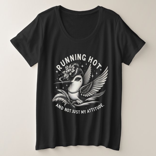 Ménopause amusante Hot Flash Plus Taille Tee (Design devant)