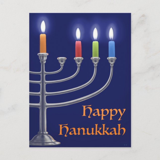 "Menorah de Hanouka." Carte postale (Devant)