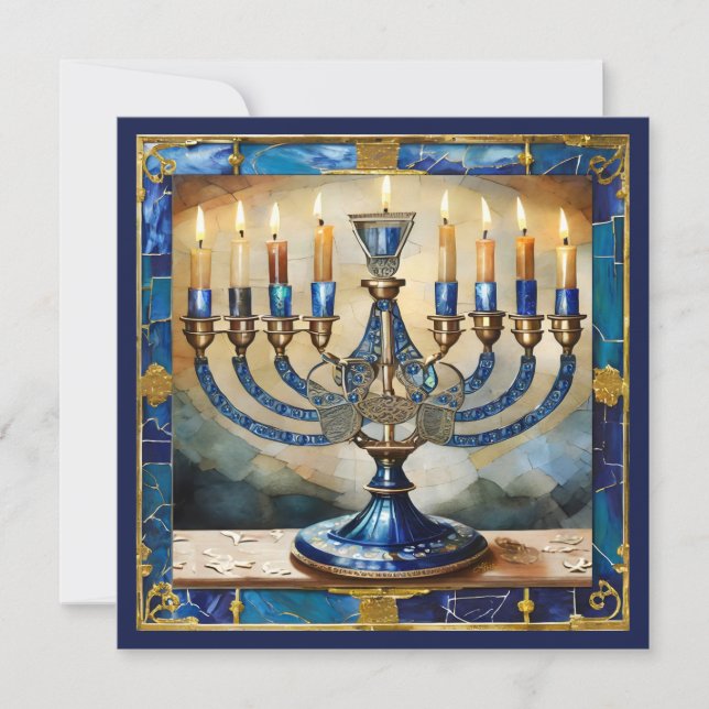 Menorah de Hanukkah bleue (Devant)