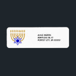 Menorah et l'étoile de David Étiquette<br><div class="desc">Menorah et l'étoile de David Étiquette</div>
