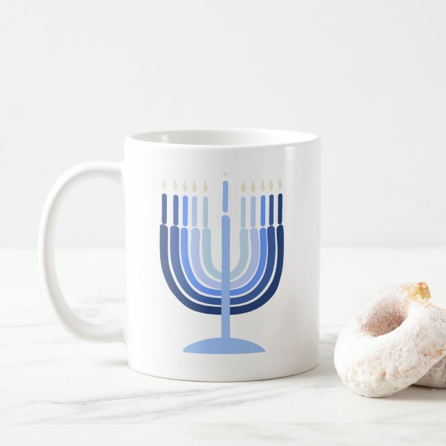 Ménorah Hanoukka Mug moderne (Avec donut)
