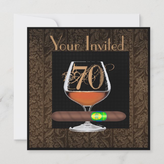 MENS 70e anniversaire INVITATIONS MODÈLE COGNAC (Devant)