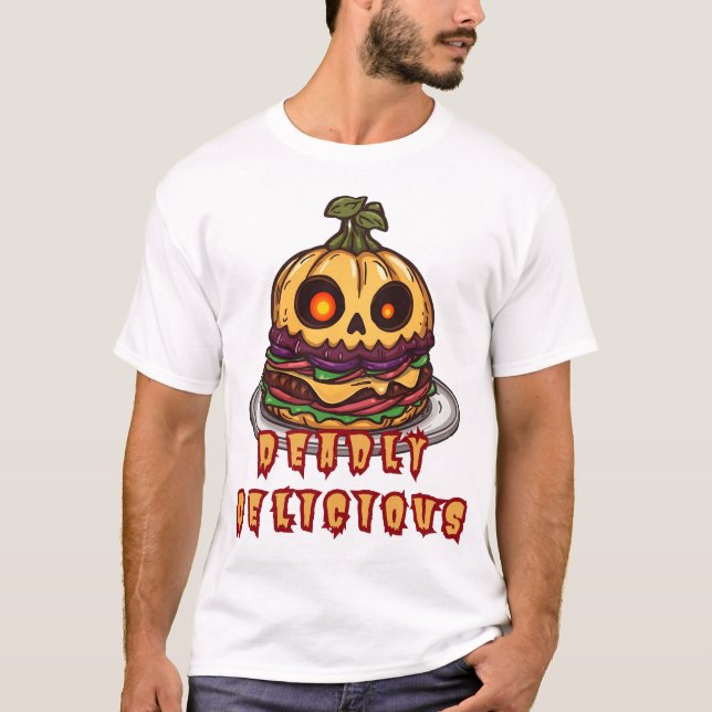 Men's Basic T-Shirt Halloween Pumpkin Burger (Devant)