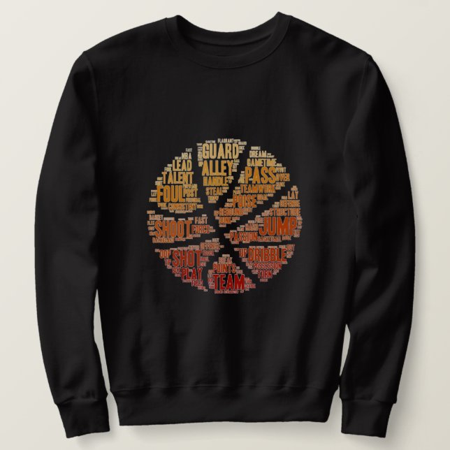 Mens Basketball Sport Jeu Sweatshirt Noir (Design devant)