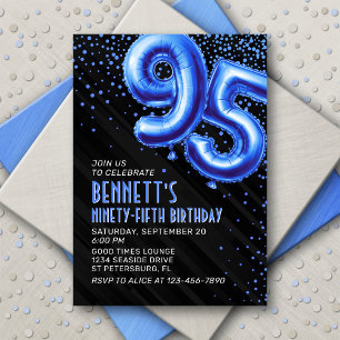 Mens Blue 95th Birthday Invitation