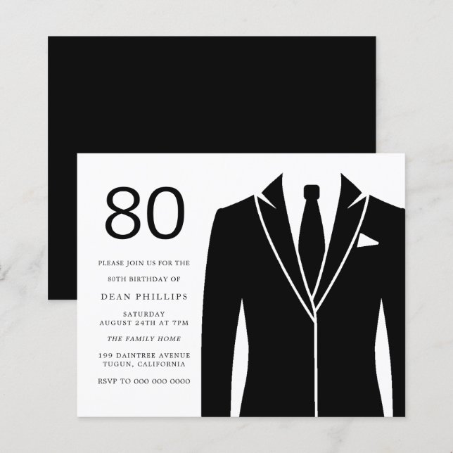 Mens Budget 80e anniversaire Invitations de fête (Devant / Derrière)