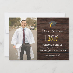 Mens College Graduation Invitation au bois