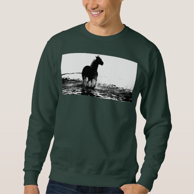 Mens Forêt Profonde Sweatshirt vert à cheval (Devant)