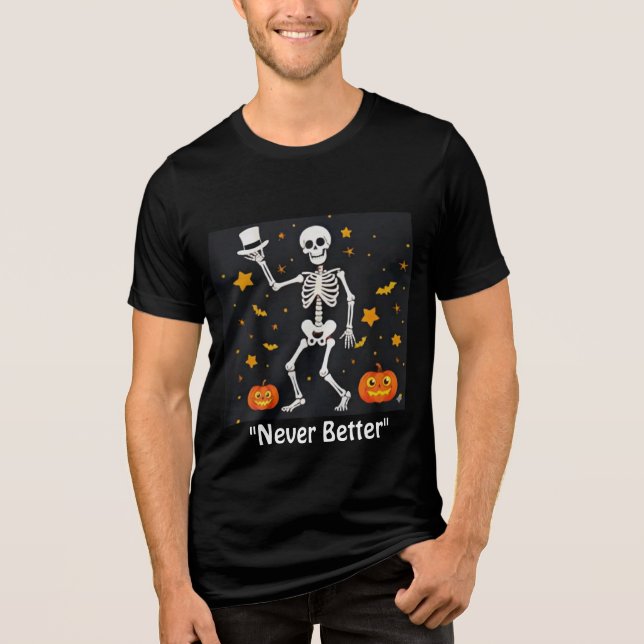 Mens Funny Halloween Skeleton Tshirt (Recto)
