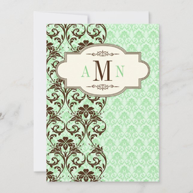 Menthe de cru, faire-part de mariage Brown de (Devant)