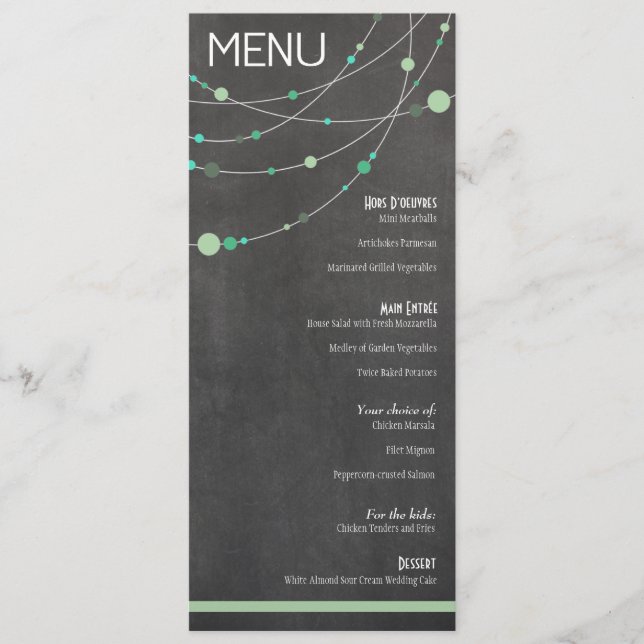 Menthe élégante de menu de brins d'Angela et de (Devant)