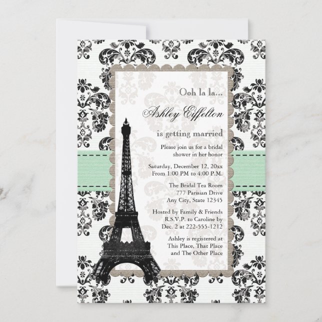Menthe parisienne et invitations noires de Fête de (Devant)