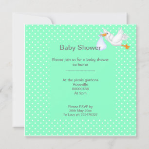 Menthe verte babyshower une seule invitation cigog