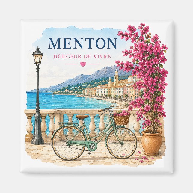 Menton French Riviera Magnet - bicycle  (Devant)