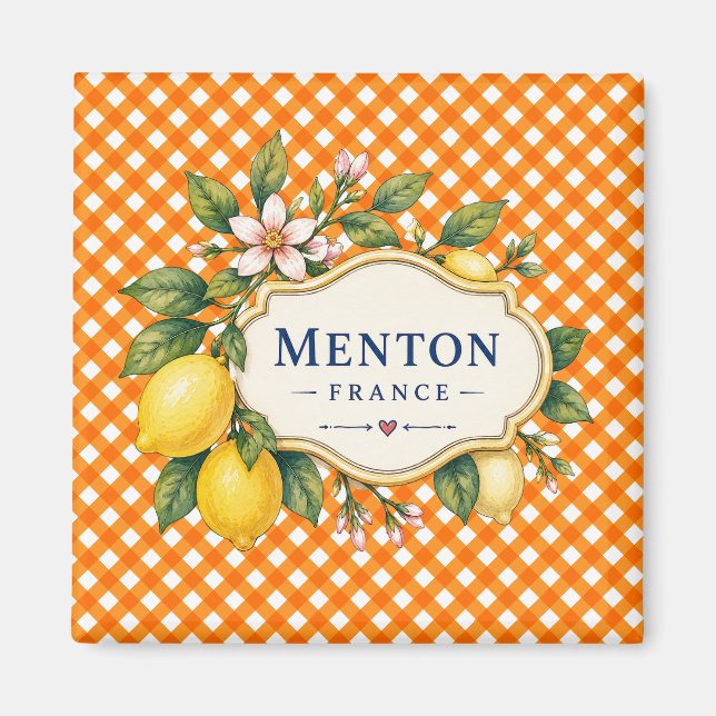 Menton French Riviera Magnet - Orange Lemon (Devant)