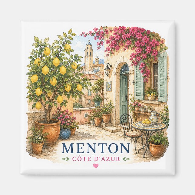 Menton French Riviera Magnet - Patio (Devant)