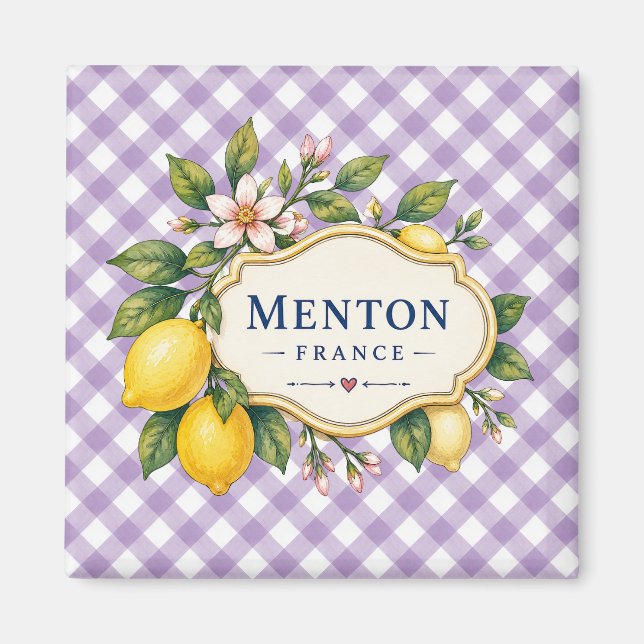 Menton French Riviera Magnet - Purple Lemon (Devant)