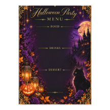 幻想的なゴシックハロウィン メニューカード