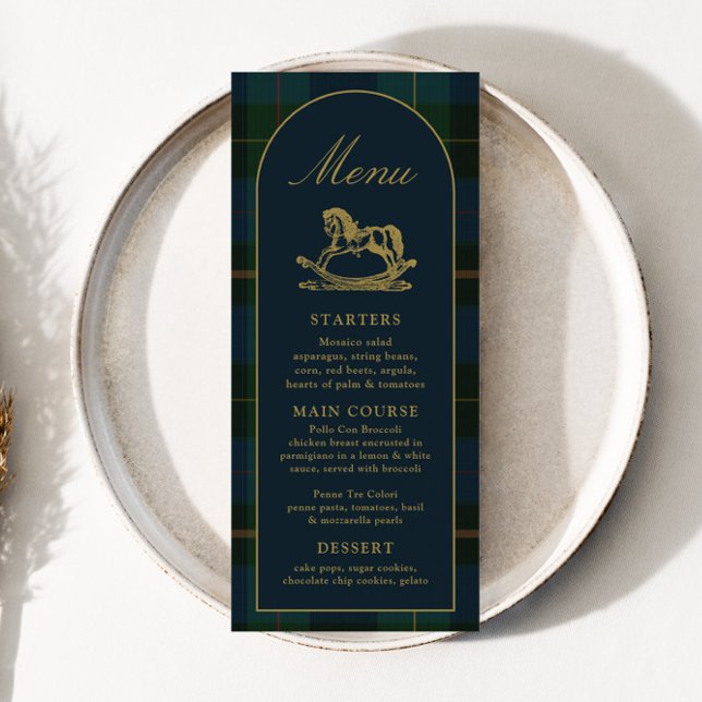 Menu 4x9" pour une Baby Shower avec un motif carre (Créateur téléchargé)