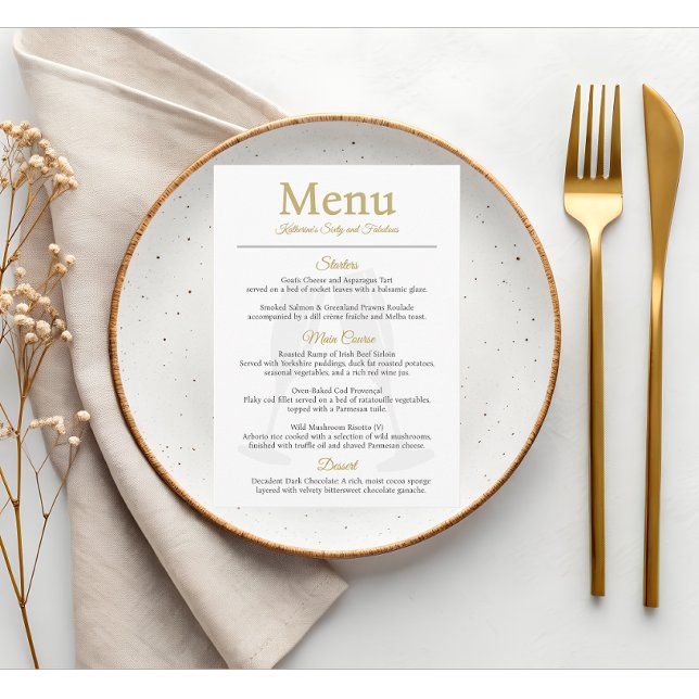 Menu 60 ans et Fabulux Anniversaire Or Blanc  (Créateur téléchargé)